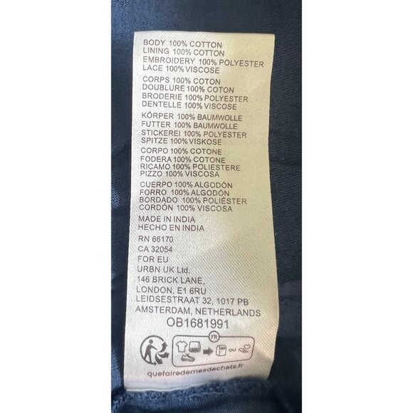 Free People Women's Blue Remember Me Embroidered Lace Mini Dress Open Back Large - Picture 4 of 14